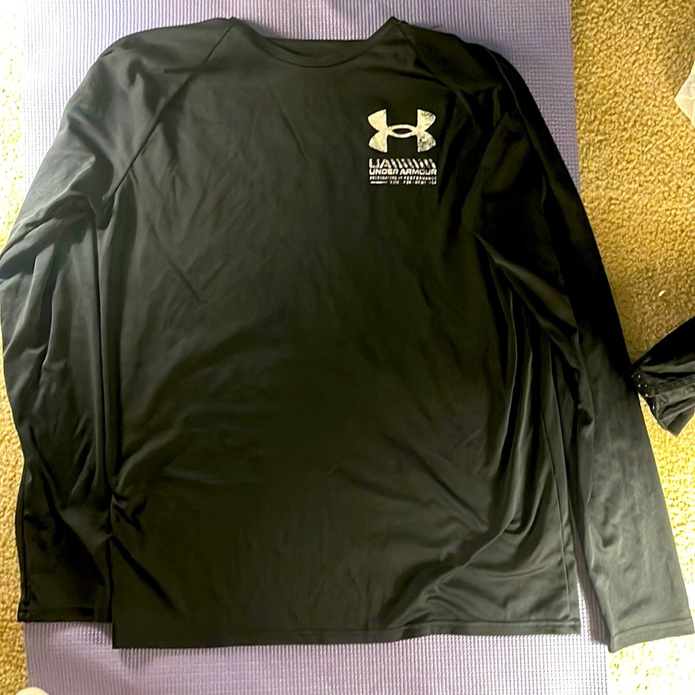 Nice long sleeve! Black with white writing!